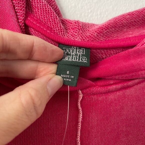 Wild Fable NWT Pink Washed Raw Seam Hoodie Sweatshirt Women's S Relaxed Boho - Picture 8 of 8